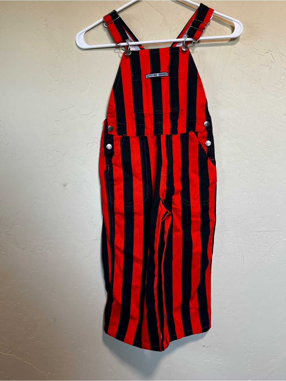 Kids Red and Black Striped Overalls